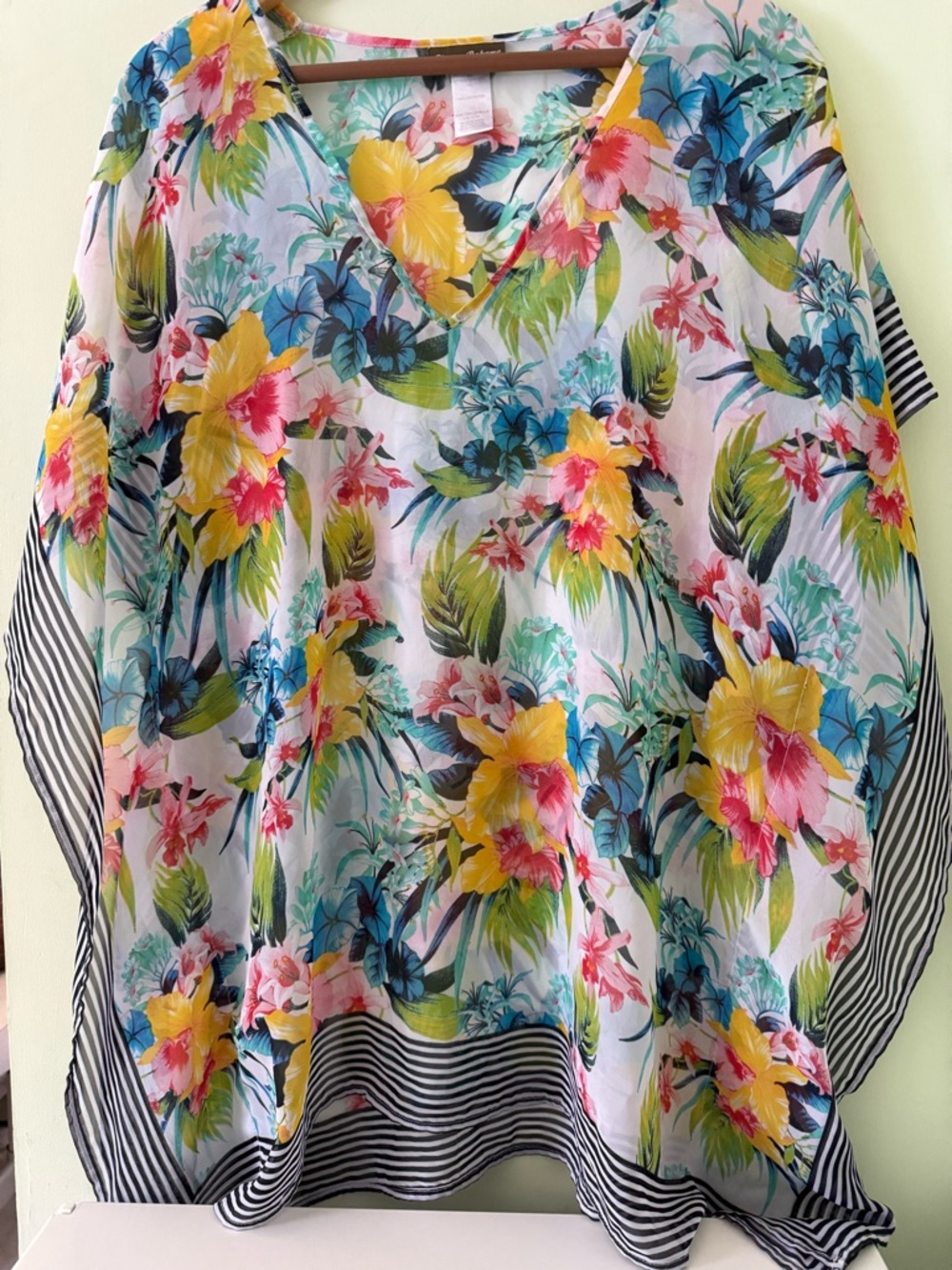 Tommy Bahama Bright Tropical Floral Top in Yellow, Green & Pink